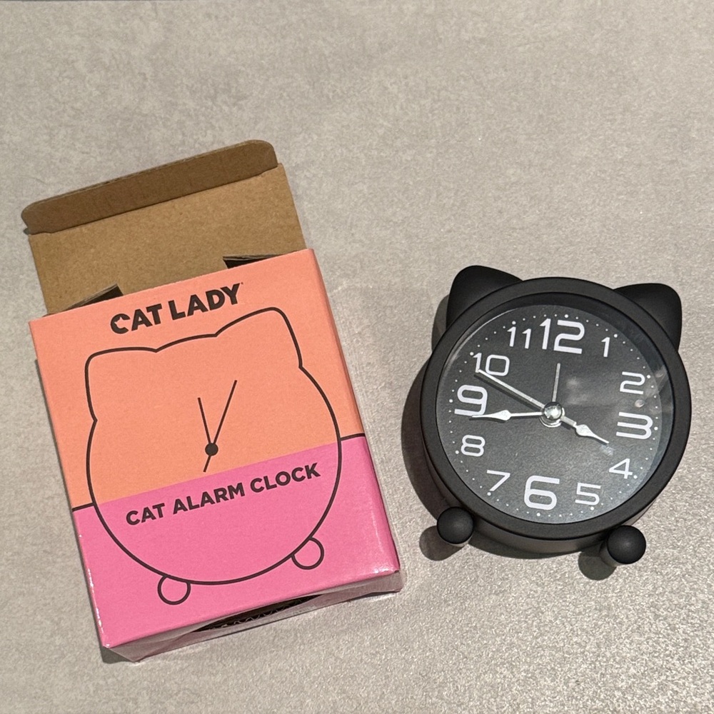 Cat alarm clock matteblack and white color brand new